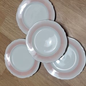4 Vintage Mayer China salad tea lunch plates 257 Ivory/pink hues rim